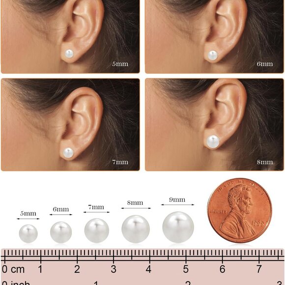 Freshwater Pearl Stud Earrings Silver 6mm Hypoallergenic Gift Ready - Picture 3 of 6